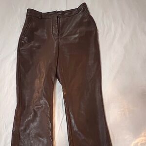 Babaton Brown Faux Leather Pants